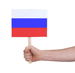 Image showing Hand holding small card - Flag of Russia