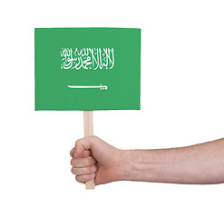 Image showing Hand holding small card - Flag of Saudi Arabia