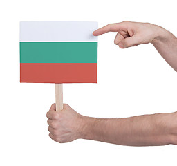 Image showing Hand holding small card - Flag of Bulgaria