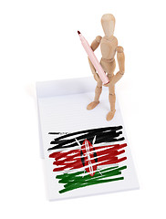 Image showing Wooden mannequin made a drawing - Kenya