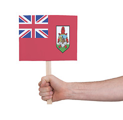 Image showing Hand holding small card - Flag of Bermuda