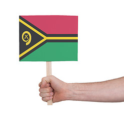 Image showing Hand holding small card - Flag of Vanuatu