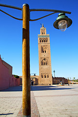 Image showing history in street lamp  minaret religion and the blue     sky