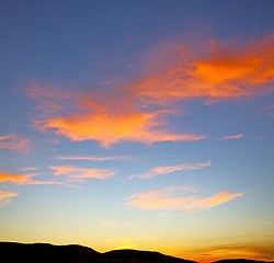 Image showing the sunrise in  mountain  soft clouds  