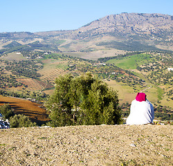 Image showing from high in the village morocco africa field and constructions