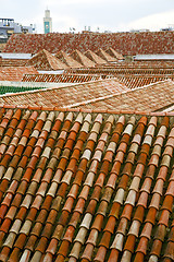 Image showing minaret     tile roof in the old city 