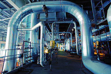 Image showing Industrial zone, Steel pipelines, valves and pumps