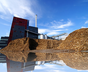 Image showing bio power plant with storage of wooden fuel 