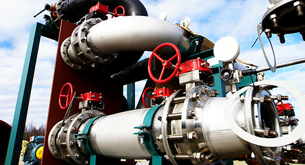 Image showing Industrial zone, Steel equipment against blue sky