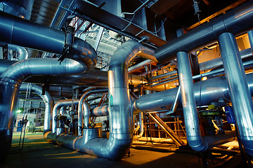 Image showing Industrial zone, Steel pipelines, valves and pumps