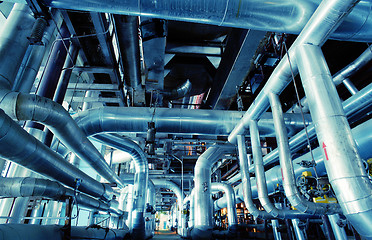 Image showing Industrial zone, Steel pipelines, valves and pumps