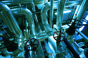 Image showing Industrial Steel  pipelines and valves