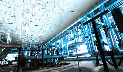 Image showing Sketch of piping design mixed with industrial equipment photos