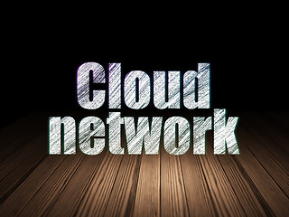 Image showing Cloud networking concept: Cloud Network in grunge dark room