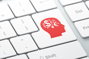 Image showing Studying concept: Head With Finance Symbol on computer keyboard background
