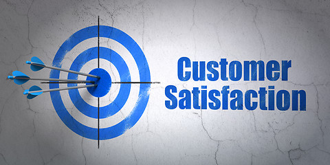 Image showing Marketing concept: target and Customer Satisfaction on wall background