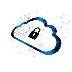 Image showing Cloud networking concept: Cloud With Padlock on Digital background