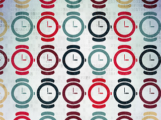 Image showing Time concept: Hand Watch icons on Digital Paper background