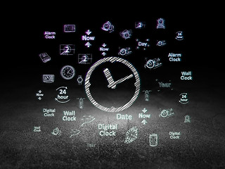 Image showing Timeline concept: Clock in grunge dark room