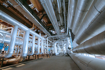 Image showing Industrial zone, Steel pipelines, valves and pumps