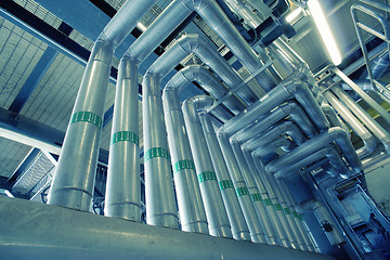 Image showing Industrial zone, Steel pipelines, valves and pumps