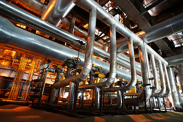 Image showing Industrial zone, Steel pipelines, valves and pumps