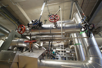 Image showing Industrial zone, Steel pipelines, valves and pumps