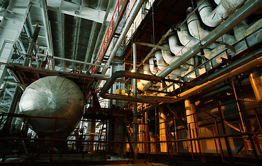 Image showing Industrial zone, Steel pipelines, valves and pumps