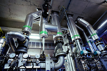 Image showing Industrial Steel  pipelines and valves