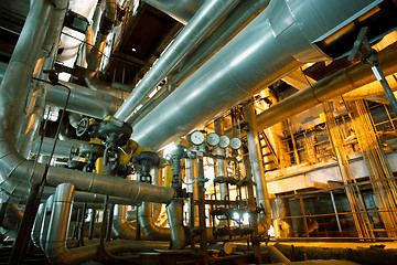 Image showing Industrial zone, Steel pipelines, valves and pumps