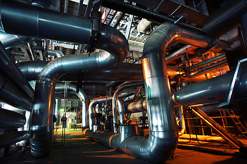 Image showing Industrial zone, Steel pipelines, valves and tanks
