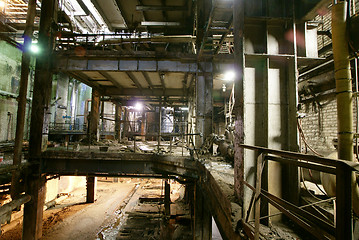 Image showing Old creepy, dark, decaying, destructive, dirty factory