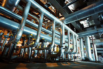 Image showing Industrial zone, Steel pipelines, valves and pumps