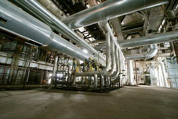 Image showing Industrial zone, Steel pipelines, valves and pumps