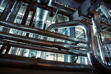 Image showing Industrial zone, Steel pipelines, valves and tanks