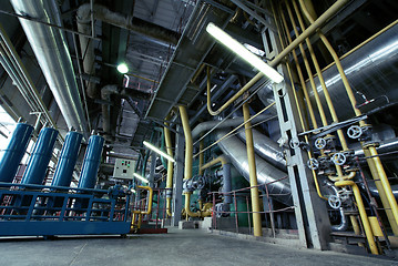 Image showing Industrial zone, Steel pipelines, valves and pumps