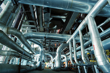 Image showing Industrial zone, Steel pipelines, valves and pumps