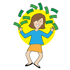 Image showing Happy Lady and Money