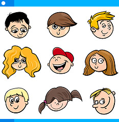 Image showing cartoon children faces set