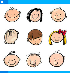 Image showing cartoon kids faces set