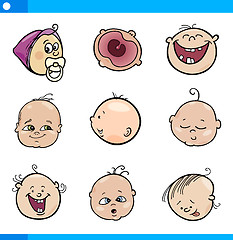 Image showing cartoon babies faces set