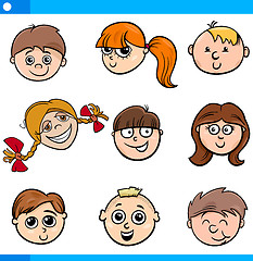 Image showing cartoon kids characters faces set