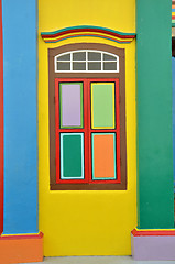 Image showing Colorful windows and details on a colonial house in Little India