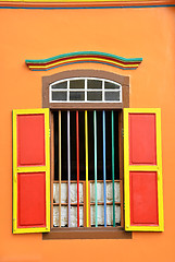 Image showing Colorful windows and details on a colonial house in Little India