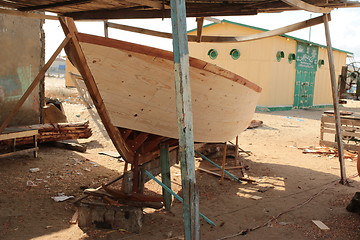 Image showing Boat under construction in the shade_6184