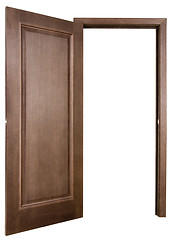 Image showing Open wooden door 