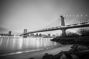 Image showing Manhattan bridge at dusk, New York City.