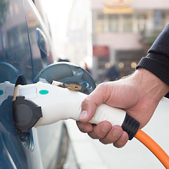 Image showing Electric Car in Charging Station.