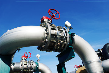 Image showing Industrial Steel  pipelines and valves