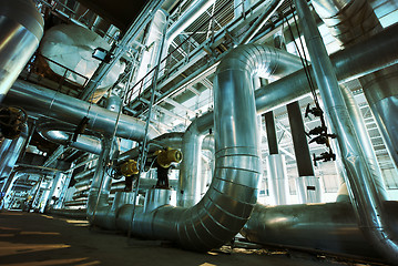 Image showing Industrial zone, Steel pipelines, valves and pumps